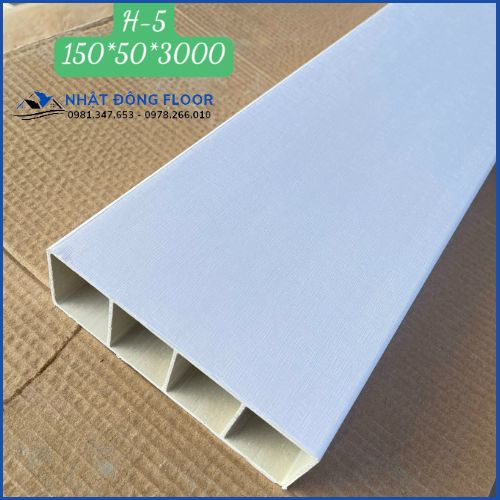 Thanh Lam Nhựa Giả Gỗ Giá Rẻ 150x50-H5 Màu Trắng Trơn