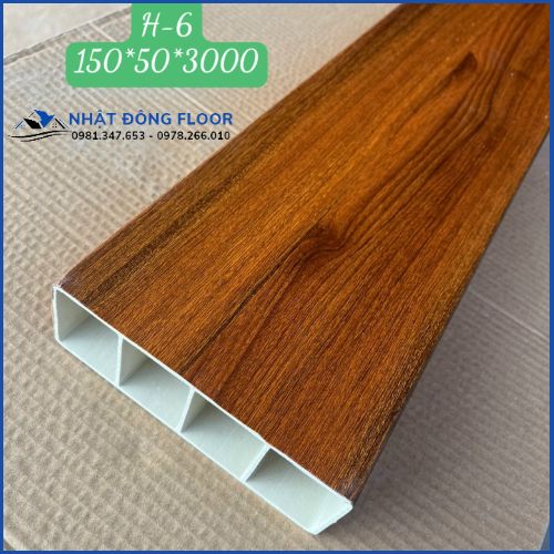 Thanh Lam Nhựa Giả Gỗ Giá Rẻ 150x50-H6 Màu Vàng Nâu Gỗ