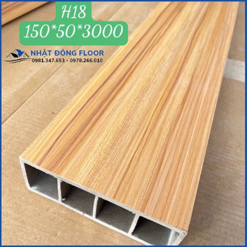 Thanh Lam Nhựa Giả Gỗ Giá Rẻ 150x50-H18 Màu Vàng Sọc Nâu