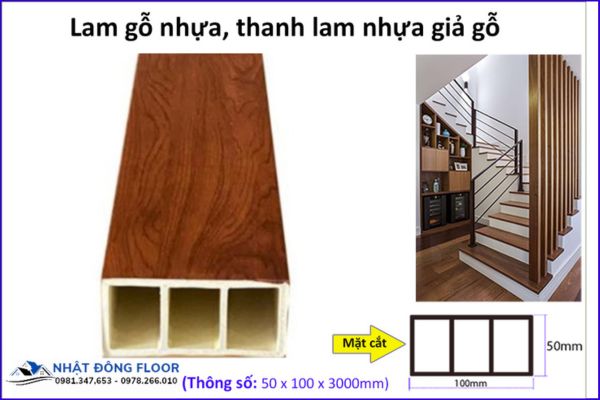 Thanh Lam Nhựa Giả Gỗ Có Kích Thước 100x50mm