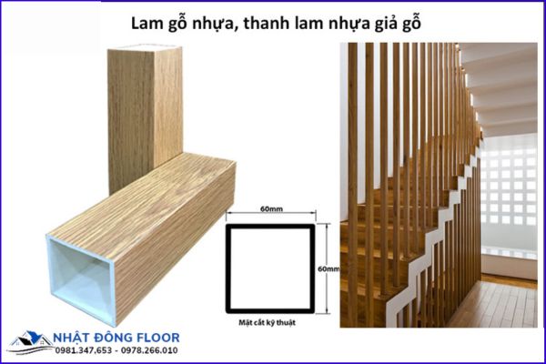 Thanh Lam Nhựa Giả Gỗ Có Kích Thước 60x60mm