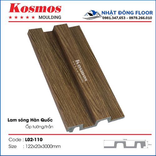 Tấm Ốp Tường Lam 2 Sóng Giả Gỗ Hàn Quốc L02-110