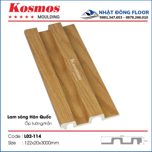 Tấm Ốp Tường Lam 2 Sóng Giả Gỗ Hàn Quốc L02-114