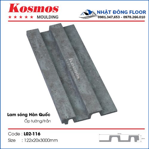 Tấm Ốp Tường Lam 2 Sóng Giả Bê Tông Hàn Quốc L02-116