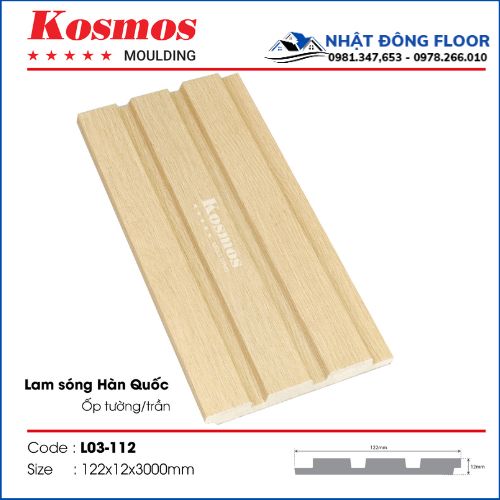 Tấm Ốp Tường Lam 3 Sóng Giả Gỗ Hàn Quốc L03-112