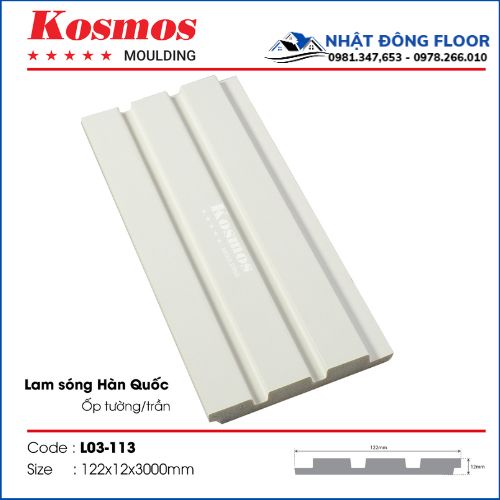 Tấm Ốp Tường Lam 3 Sóng Giả Gỗ Hàn Quốc L03-113