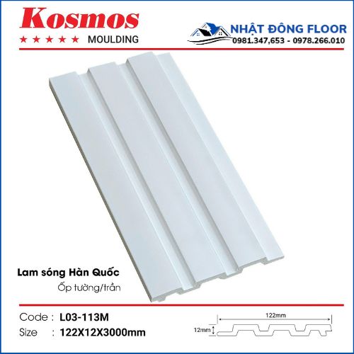 Tấm Ốp Tường Lam 3 Sóng Giả Gỗ Hàn Quốc L03-113