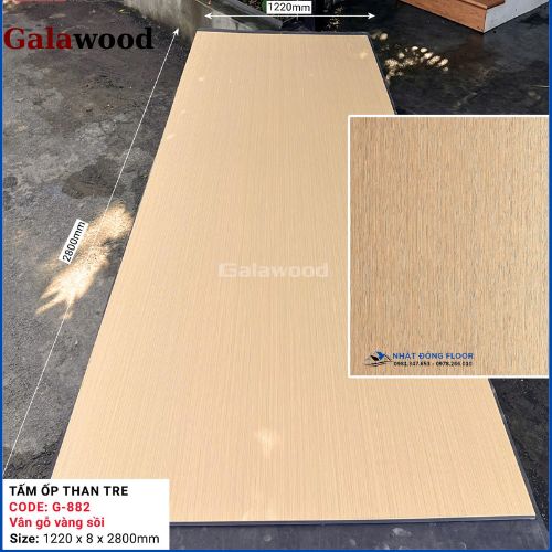 Tấm Ốp Than Tre Galawood 8mm Vân Gỗ Vàng Sồi G-882