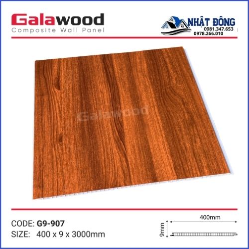 Tấm Ốp Nano Galawood Vân Gỗ Đỏ Cam G9-907 Copper Red