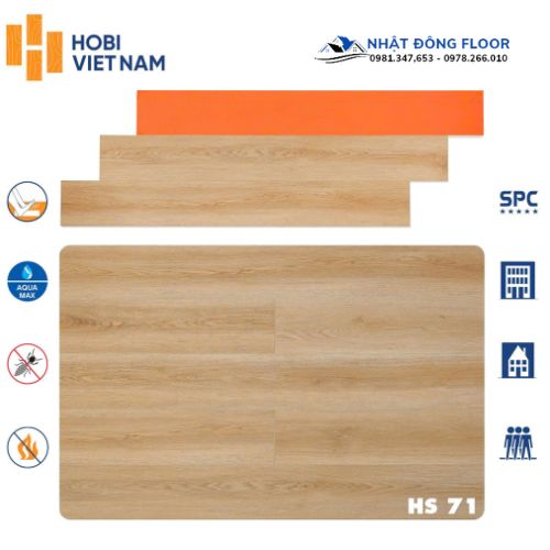 Sàn Nhựa Hobiwood Cốt 7mm+ 1.5mm Đế IPXE HS71