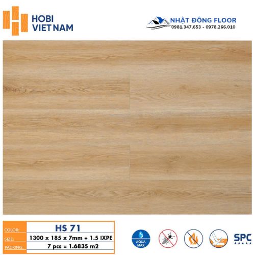 Sàn Nhựa Hobiwood Cốt 7mm+ 1.5mm Đế IPXE HS71