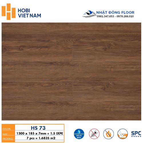 Sàn Nhựa Hobiwood Cốt 7mm  1.5mm Đế IPXE HS73