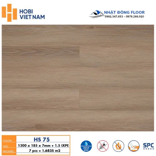 Sàn Nhựa Hobiwood Cốt 7mm 1.5mm Đế IPXE HS75