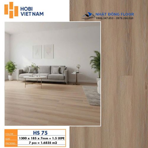 Sàn Nhựa Hobiwood Cốt 7mm 1.5mm Đế IPXE HS75