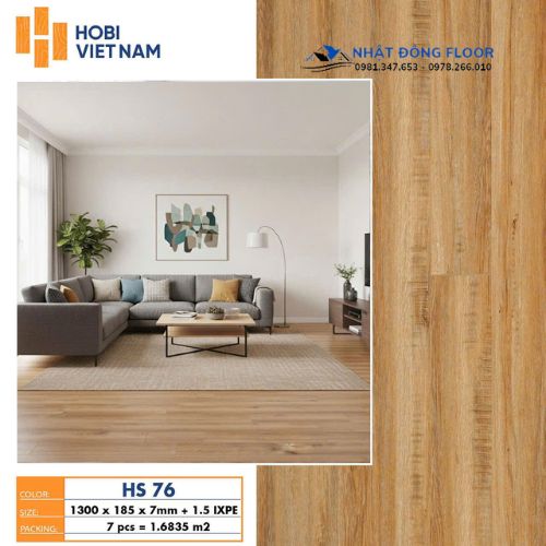 Sàn Nhựa Hobiwood Cốt 7mm 1.5mm Đế IPXE HS76