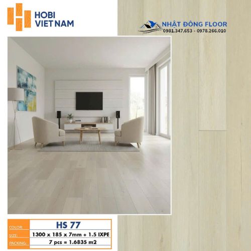 Sàn Nhựa Hobiwood Cốt 7mm 1.5mm Đế IPXE HS77