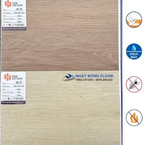 Sàn Nhựa Hobiwood Cốt 7mm 1.5mm Đế IPXE HS77