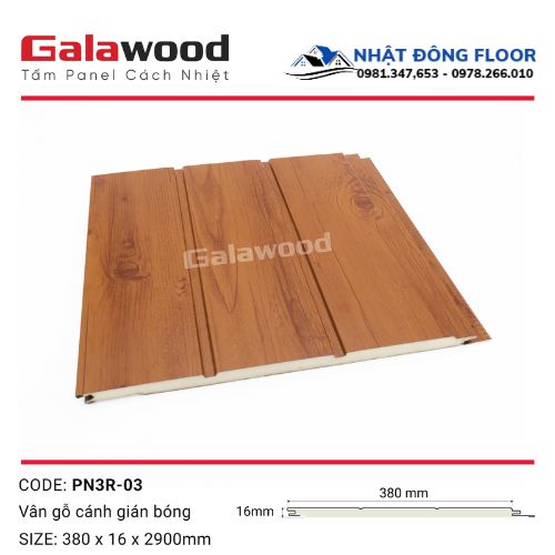 Tấm Ốp Panel Cách Nhiệt Galawood 3 Rảnh Nâu Cánh Gián PN3R-03
