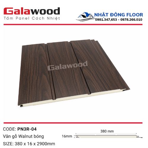 Tấm Ốp Panel Cách Nhiệt Galawood 3 Rảnh Nâu Walnut PN3R-04