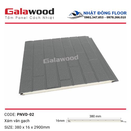 Tấm Ốp Panel Cách Nhiệt Galawood Vân Gạch Xám PNVD-02