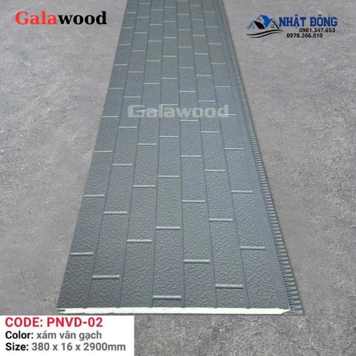 Tấm Ốp Panel Cách Nhiệt Galawood Vân Gạch Xám PNVD-02
