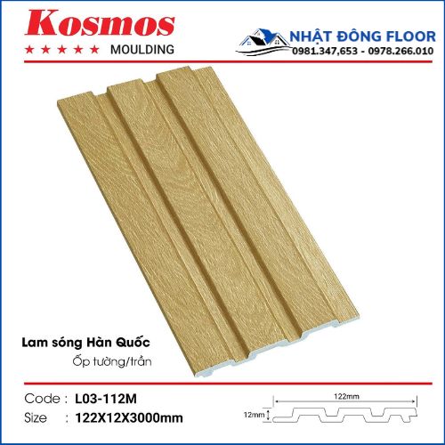 Tấm Ốp Tường Lam 3 Sóng Giả Gỗ Hàn Quốc L03-112